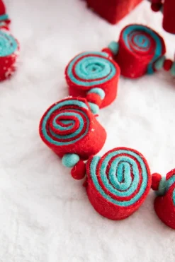 Decorator's Warehouse Christmas Garlands^61” Aqua/Red Felt Candy Garland