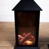 Decorator's Warehouse Christmas Accents^13.4” Battery Operated Fire Log Lantern With Timer