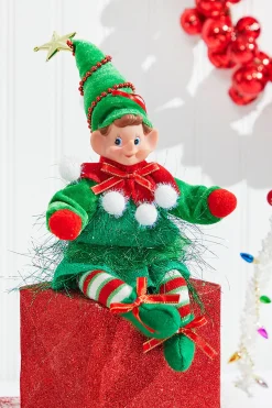 Decorator's Warehouse Christmas Accents^11" Bendable Elf With PomPom Ornament