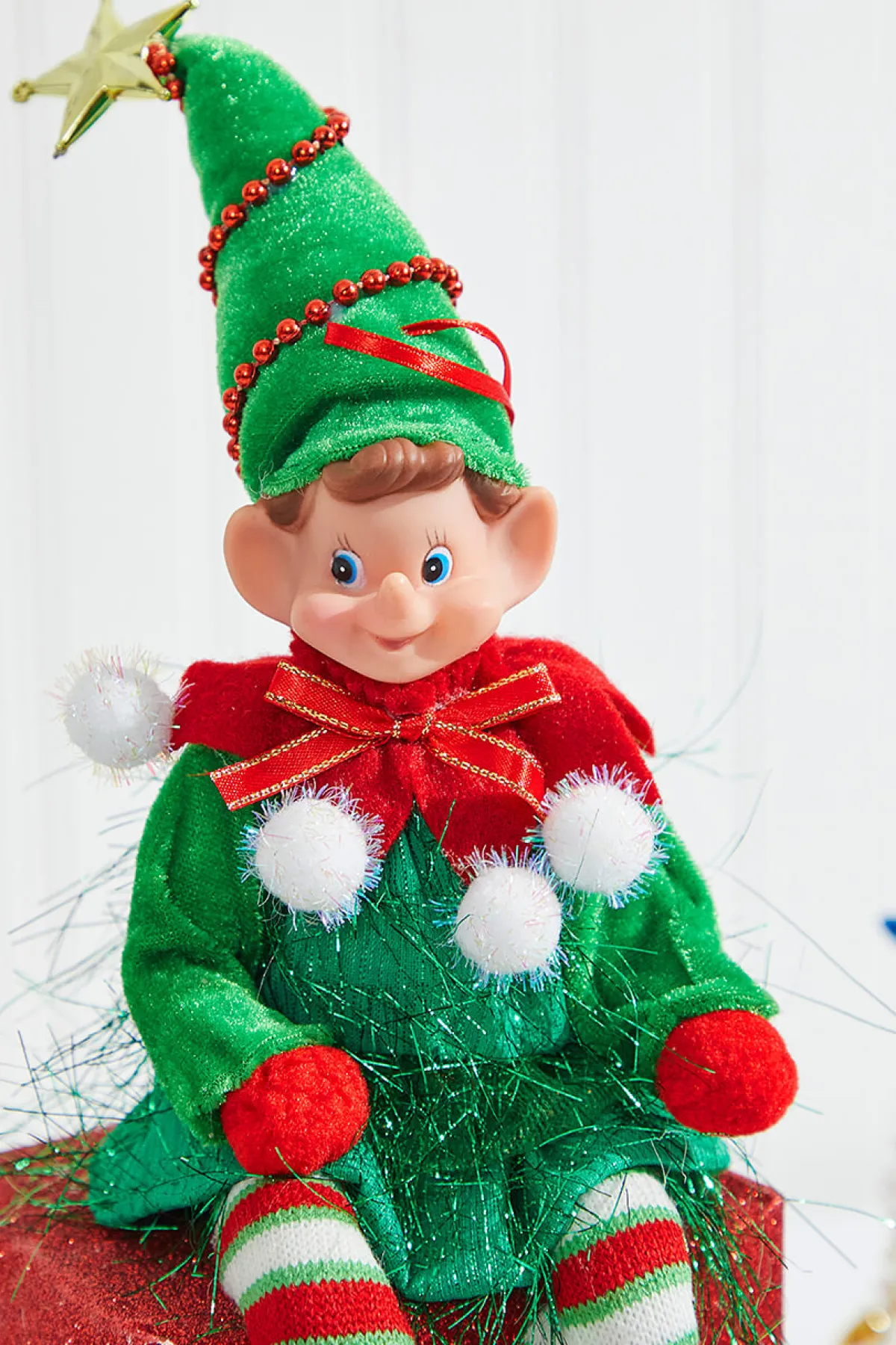 Decorator's Warehouse Christmas Accents^11" Bendable Elf With PomPom Ornament