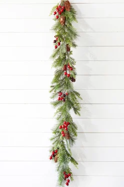 Decorator's Warehouse Christmas Garlands^5' Berry Pine With Cones Garland