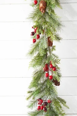 Decorator's Warehouse Christmas Garlands^5' Berry Pine With Cones Garland