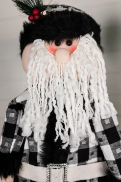 Decorator's Warehouse Christmas Accents^32” Black And White Buffalo Check Santa And Snowman Plush Figurine
