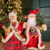Decorator's Warehouse Christmas Accents^18” Buffalo Plaid Santa And Mrs. Claus Figurine Set