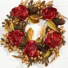 Decorator's Warehouse Christmas Wreaths^24" Burgundy & Gold Peony Laurel Berry Wreath