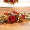 Decorator's Warehouse Christmas Accents^24" Burgundy/Gold Three Peony Laurel