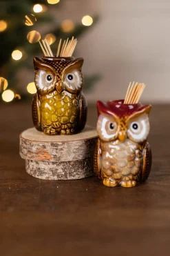 Decorator's Warehouse Christmas Accents^3” Ceramic Owl Tooth Pick Holder