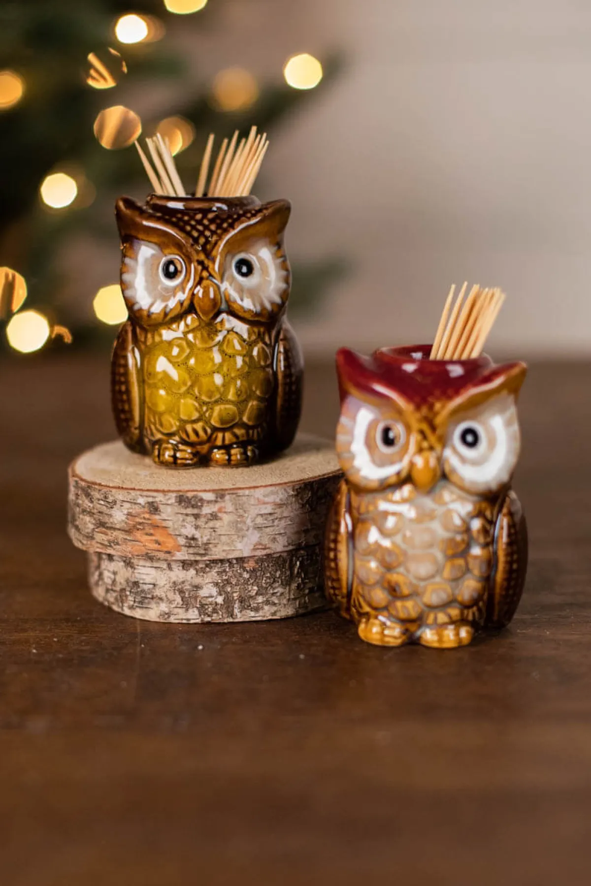 Decorator's Warehouse Christmas Accents^3” Ceramic Owl Tooth Pick Holder