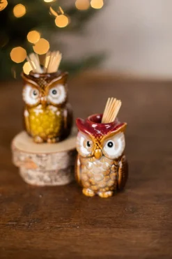 Decorator's Warehouse Christmas Accents^3” Ceramic Owl Tooth Pick Holder