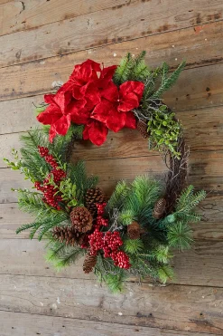 Decorator's Warehouse Christmas Wreaths^30” Christmas Amaryllis/Pine Wreath