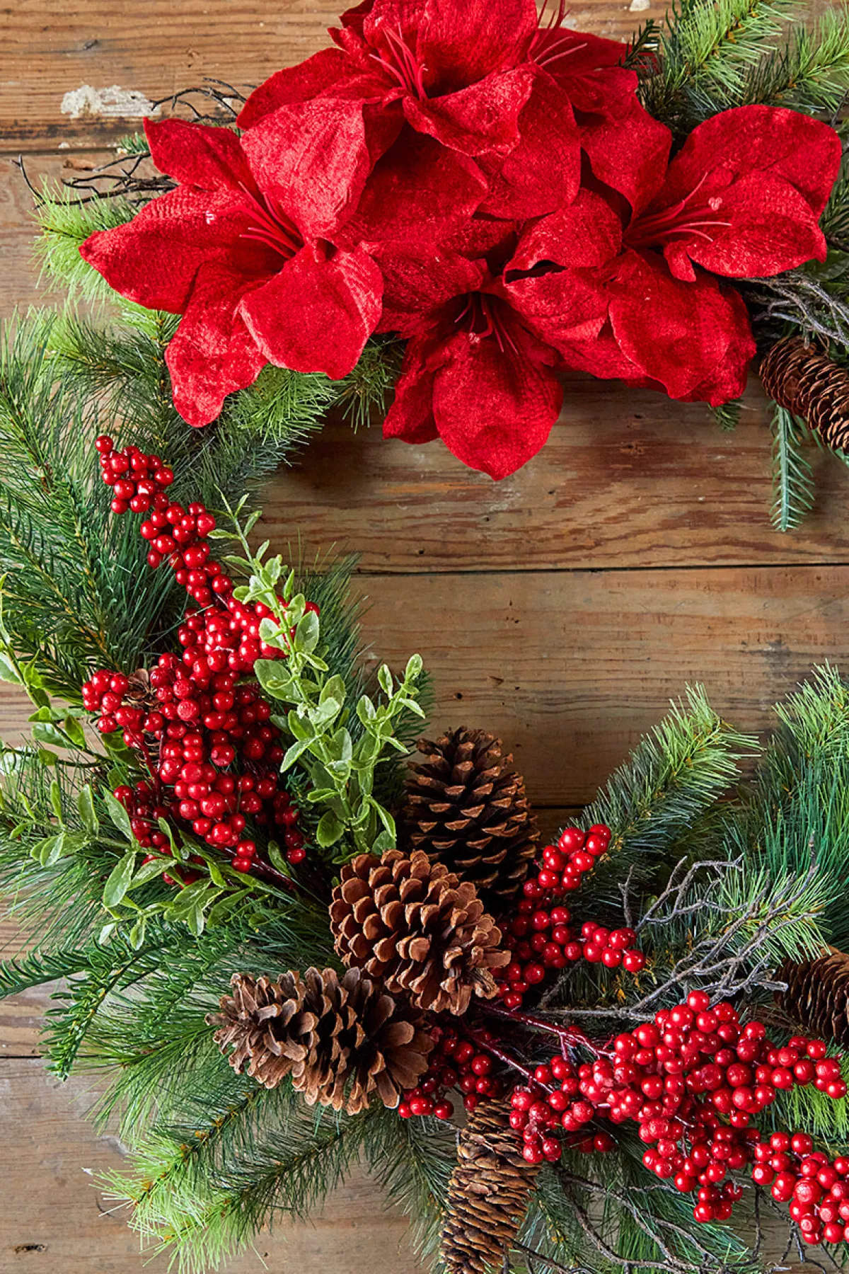 Decorator's Warehouse Christmas Wreaths^30” Christmas Amaryllis/Pine Wreath