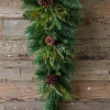 Decorator's Warehouse Christmas Teardrops|Natural Greenery^32" Deep Woods Mix Greens With Pinecones Teardrop