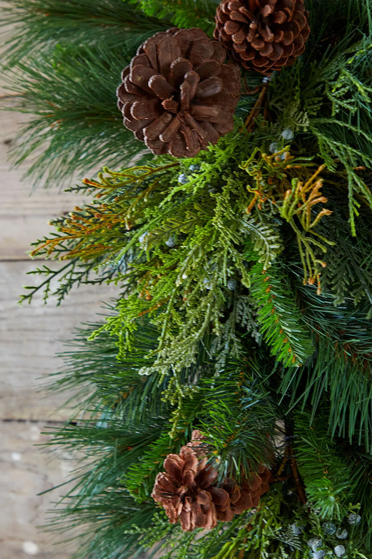 Decorator's Warehouse Christmas Teardrops|Natural Greenery^32" Deep Woods Mix Greens With Pinecones Teardrop