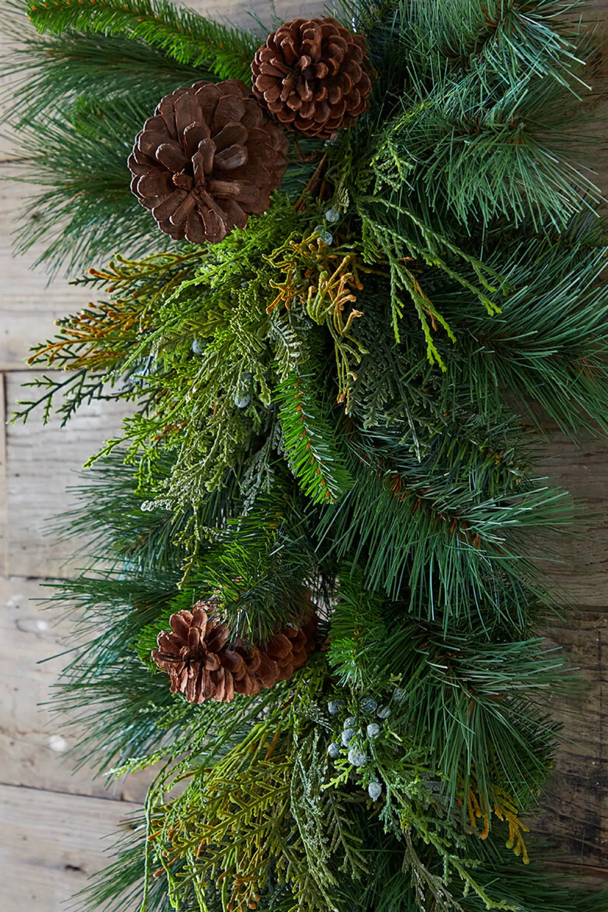 Decorator's Warehouse Christmas Teardrops|Natural Greenery^32" Deep Woods Mix Greens With Pinecones Teardrop