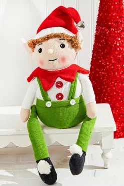 Decorator's Warehouse Christmas Accents^20" Fabric Alpine Sitting Santa Elf