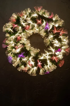 Decorator's Warehouse Christmas Wreaths^24" Fiber Optic Wreath - Multicolor With White