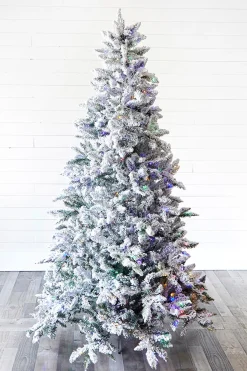 Decorator's Warehouse Christmas Trees|Christmas Trees^7.5' Flocked Aleutian Artificial Christmas Tree With 550 Color-Changing Lights