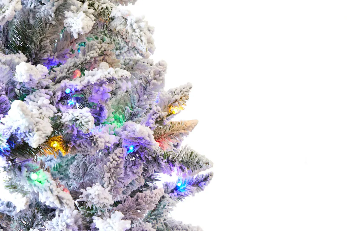 Decorator's Warehouse Christmas Trees|Christmas Trees^9' Flocked Aleutian Artificial Christmas Tree With 950 Color-Changing Lights
