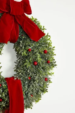Decorator's Warehouse Christmas Wreaths|Natural Greenery^31” Frost Berry Boxwood Double Wreath