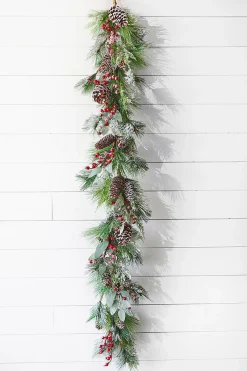 Decorator's Warehouse Christmas Garlands^5' Frost Pine Berry Garland