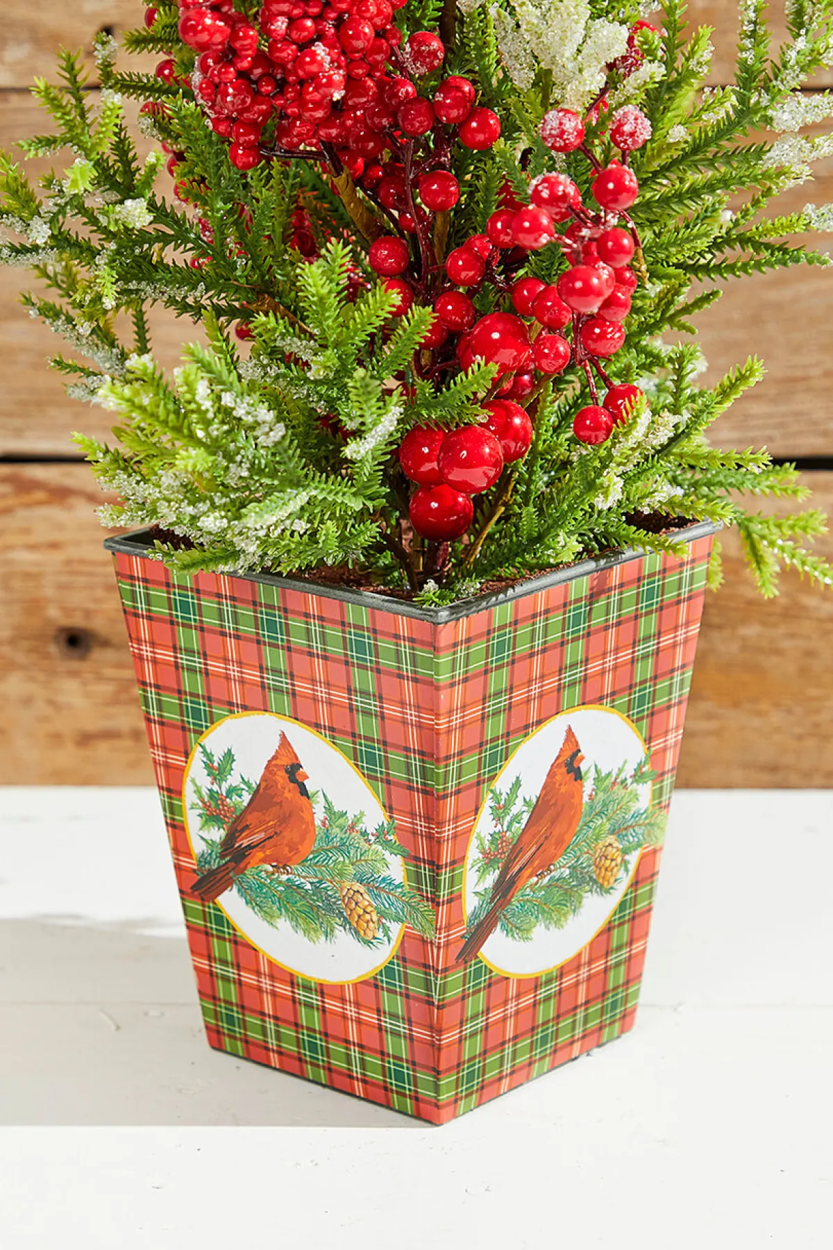 Decorator's Warehouse Christmas Accents^26" Frost Weatherproof Berry Mini Spruce Tree In Pot