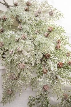 Decorator's Warehouse Christmas Teardrops^24” Frosted Cedar Swag