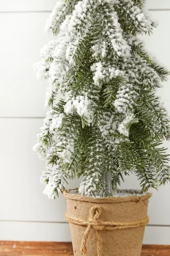 Decorator's Warehouse Christmas Accents^18” Frosted Downswept Pine In Burlap Pot