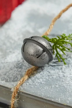 Decorator's Warehouse Christmas Accents^48” Galvanized Bells Garland With Country Check Bows