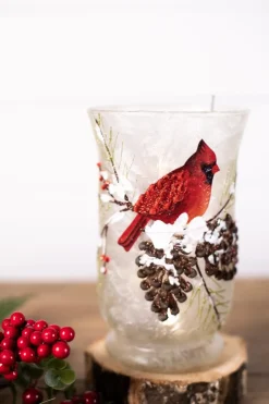 Decorator's Warehouse Christmas Accents^8” Glass Cardinal Pine Cone Vase