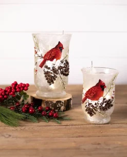 Decorator's Warehouse Christmas Accents^8” Glass Cardinal Pine Cone Vase