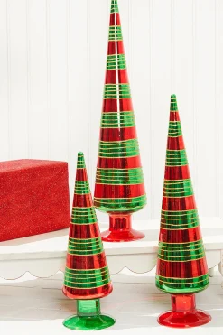 Decorator's Warehouse Christmas Accents^15" Glass With Glitter Stripe Tree