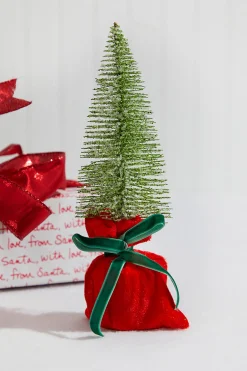Decorator's Warehouse Christmas Accents^10” Glitter Tree In Felt Gift Sack