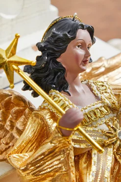 Decorator's Warehouse Christmas Accents^9" Gold Fabric Flying Black Angel Ornament