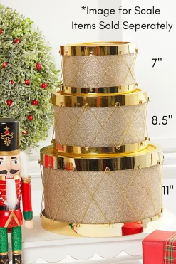 Decorator's Warehouse Christmas Accents^11" Gold Glitter Drum