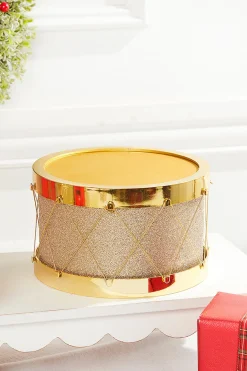 Decorator's Warehouse Christmas Accents^8.5" Gold Glitter Drum