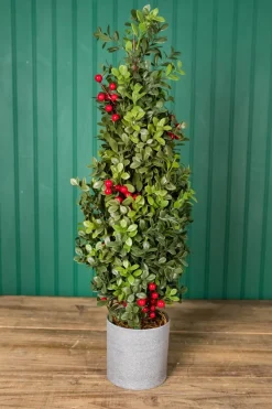 Decorator's Warehouse Christmas Accents^20” Holiday Potted Boxwood Tree W/ Berry