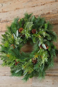 Decorator's Warehouse Christmas Wreaths|Natural Greenery^30" Juniper/Cedar Mix Pine/Bayleaf And Pinecone Wreath