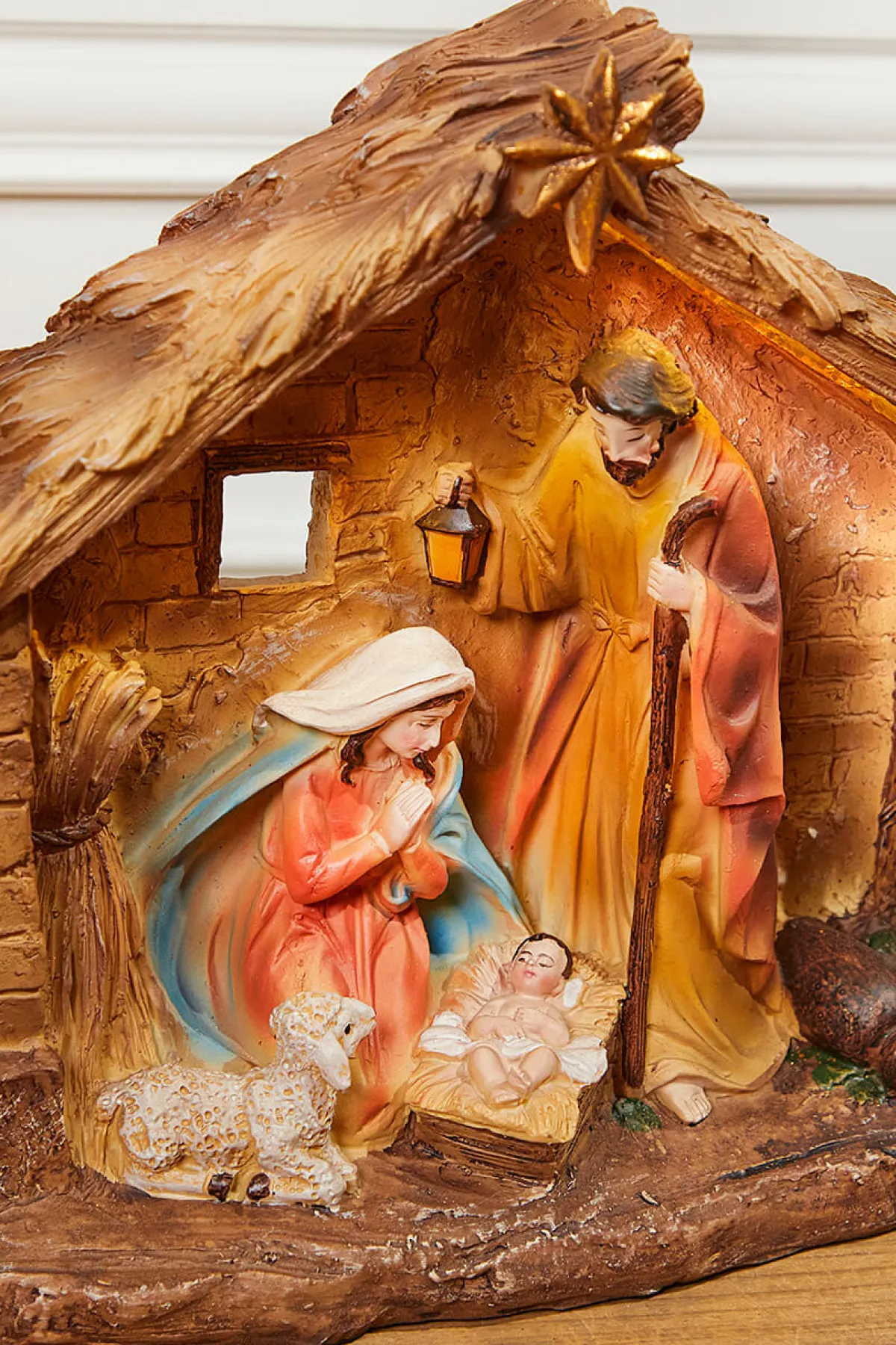Decorator's Warehouse Christmas Accents^16" LED Resin Nativity In Creche With Timer