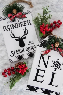 Decorator's Warehouse Christmas Accents^12” Metal Embossed Holiday Wall Sign With Floral Accent