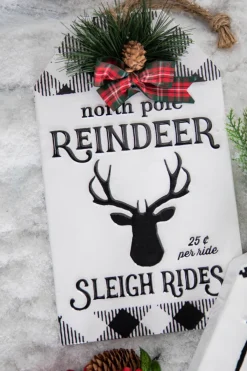 Decorator's Warehouse Christmas Accents^12” Metal Embossed Holiday Wall Sign With Floral Accent