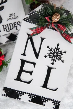 Decorator's Warehouse Christmas Accents^12” Metal Embossed Holiday Wall Sign With Floral Accent