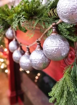 Decorator's Warehouse Christmas Garlands^42” Metal Silver Rustic Ornament Garland