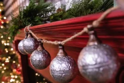 Decorator's Warehouse Christmas Garlands^42” Metal Silver Rustic Ornament Garland