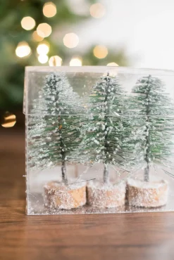 Decorator's Warehouse Christmas Accents^5" Mini Green Bottlebrush Trees - Set Of 3