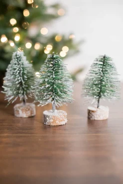 Decorator's Warehouse Christmas Accents^5" Mini Green Bottlebrush Trees - Set Of 3