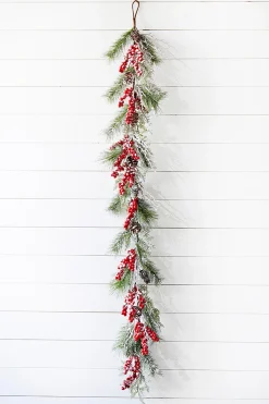 Decorator's Warehouse Christmas Garlands^5' Mix Pine Snow Berry Garland