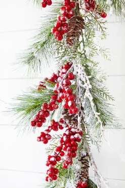 Decorator's Warehouse Christmas Garlands^5' Mix Pine Snow Berry Garland