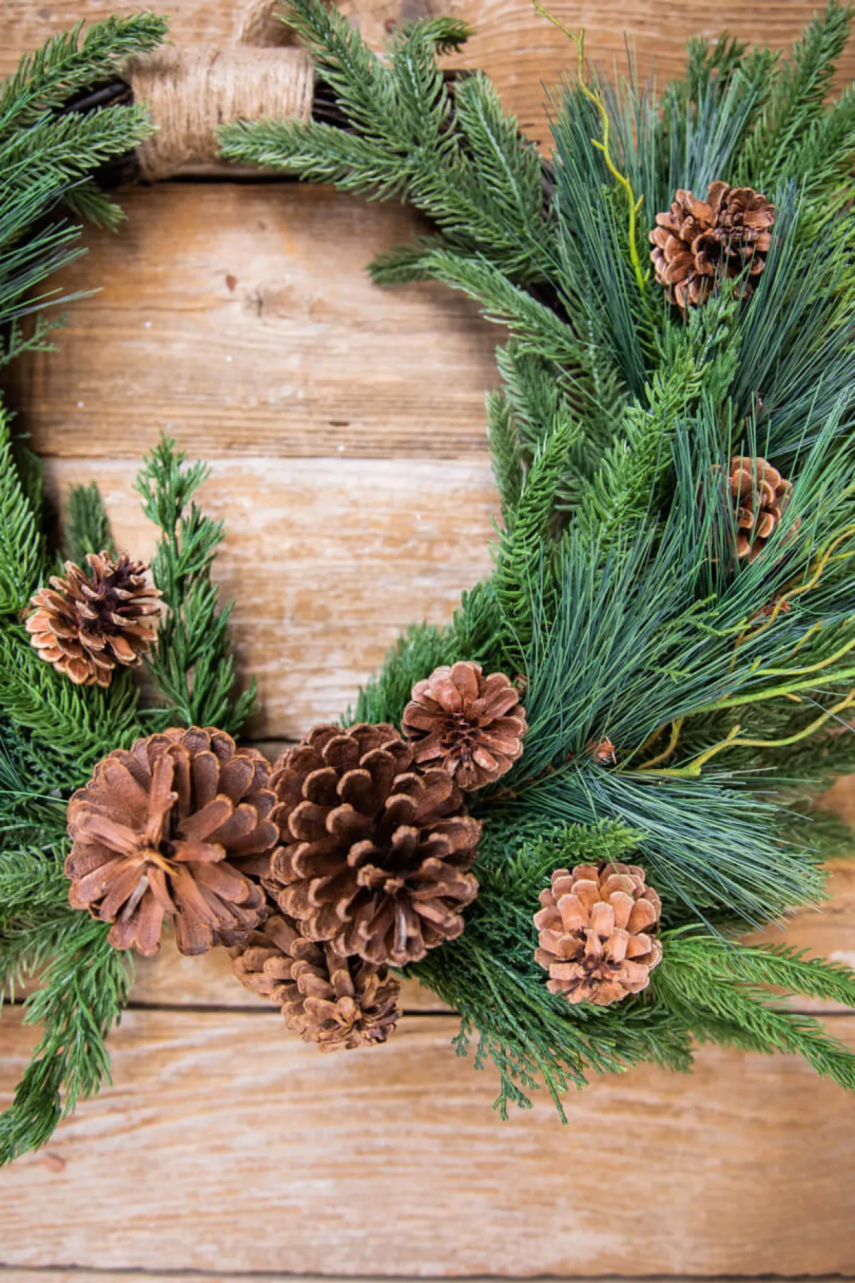 Decorator's Warehouse Christmas Teardrops|Natural Greenery^26” Mixed Greens With Pine Cones Swag Wreath