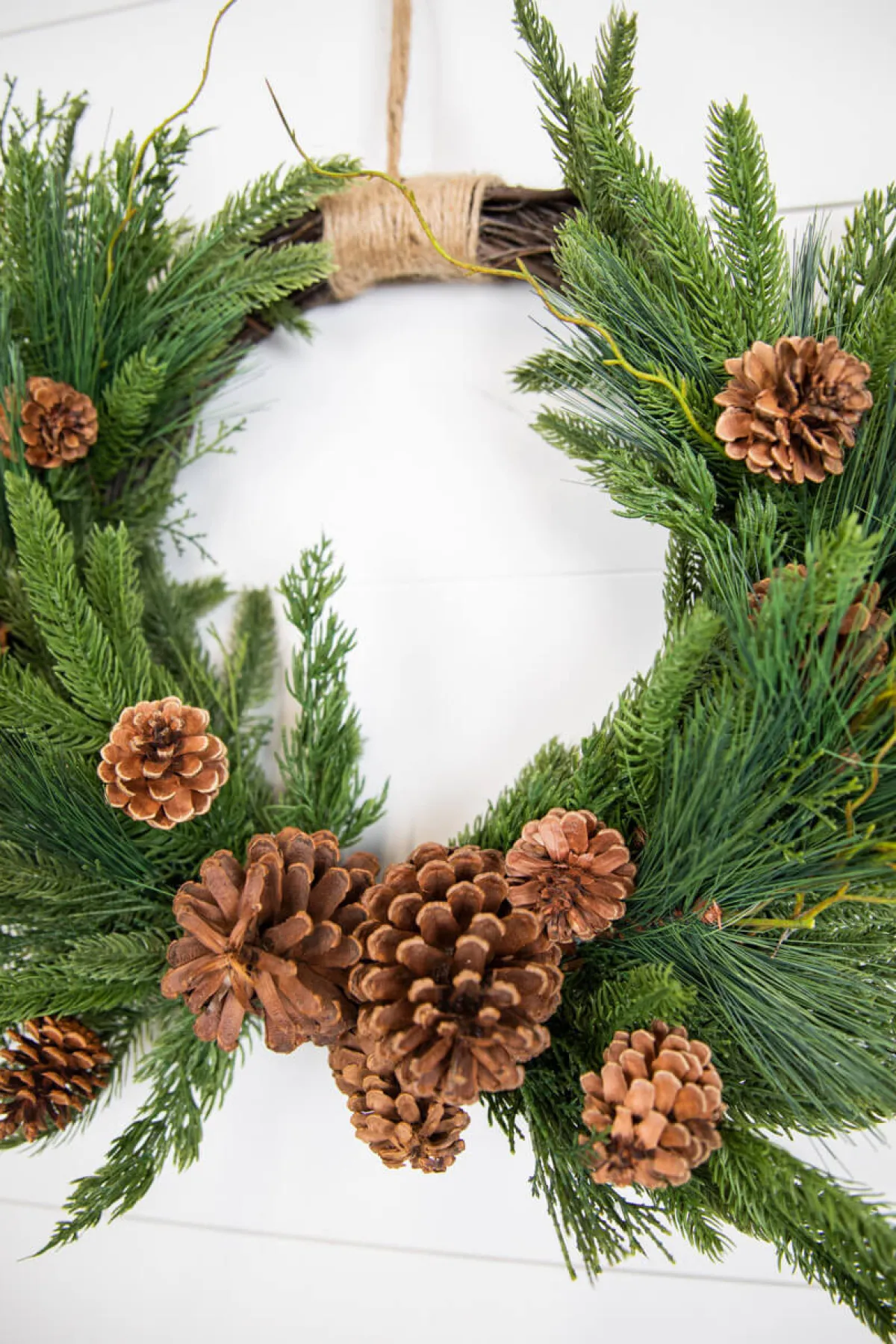 Decorator's Warehouse Christmas Teardrops|Natural Greenery^26” Mixed Greens With Pine Cones Swag Wreath