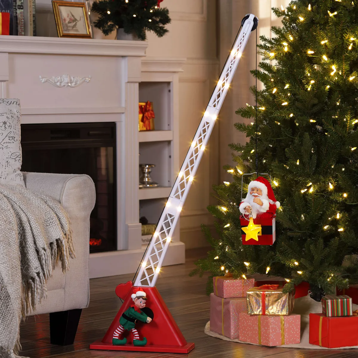 Decorator's Warehouse Christmas Accents^43" Mr. Christmas Animated Santa's Crane